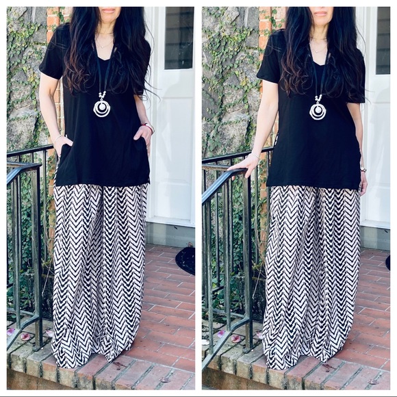 Super wide leg chevron print palazzo pants - Picture 5 of 8
